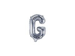 Balon foliowy litera "G" srebrna - 35 cm