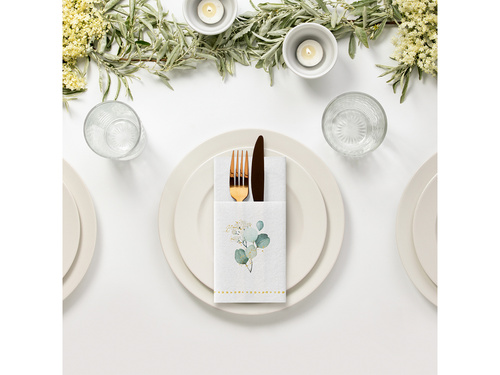 Kieszonki na sztućce z listkami - 40 cm - 25 szt.