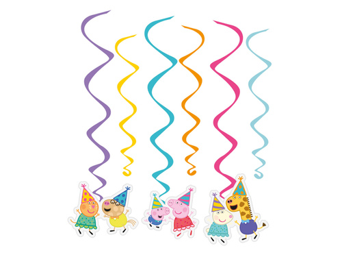 Dekoracja wisząca świderki Świnka Peppa - 6 szt.