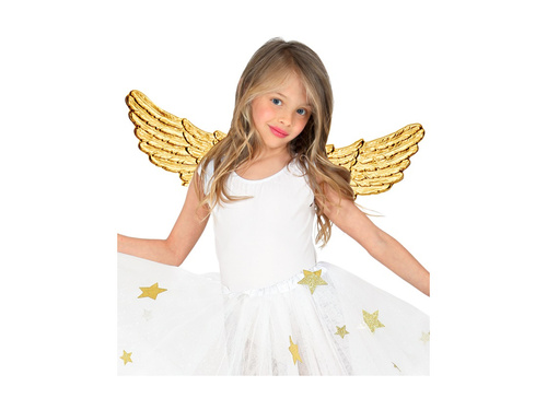 Złote anielskie skrzydła plastikowe 88×30 cm