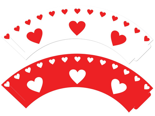 Papilotki na babeczki z sercami Walentynkowymi - 6 szt.