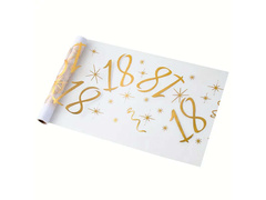 Dekoracja bieżnik na stół z nadrukiem na 18 urodziny - 28 cm x 5 m - 1 szt.