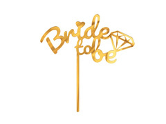 Topper z pleksi na tort Bride to be złoty - 1 szt.
