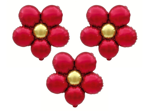 Balon foliowy Kwiat czerwony - 40 cm - 3 szt.