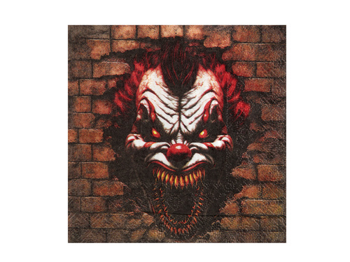Serwetki Klaun Zabójca na Halloween - 33 cm - 20 szt.