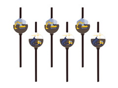 Słomki urodzinowe Budowa - 6 szt.