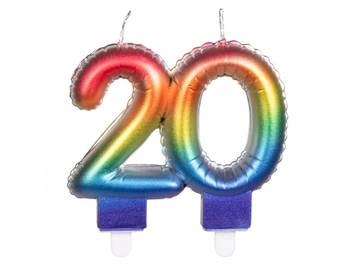 Świeczka na dwudziestkę kolorowa 20 - dwadzieścia