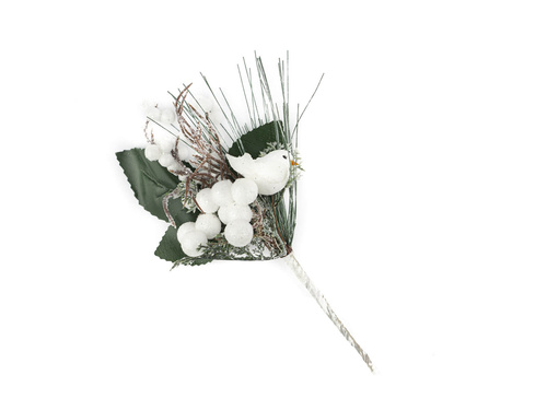 Dekoracja gałązka świąteczna z ptaszkiem - 1 szt.