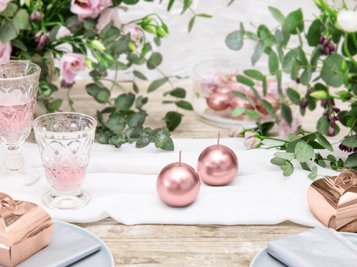 Świeca Kula metaliczna, złoty róż - 6 cm - 1 szt.