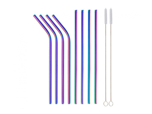 Słomki rurki łamane wielokrotnego użytku metalowe - 4 szt.