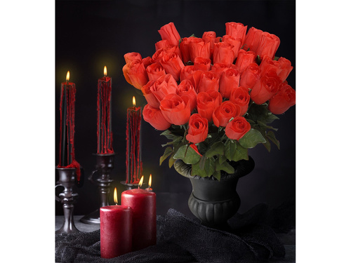 Sztuczny kwiat Róża czerwona - 44 cm - 1 szt.