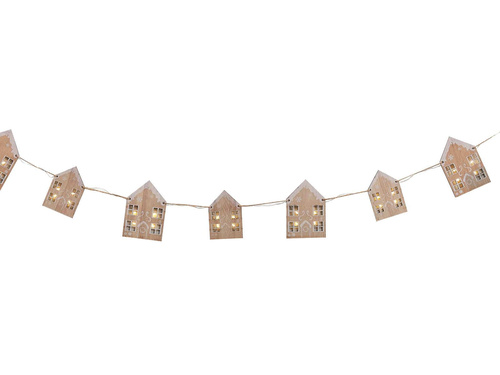 Girlanda drewniana Domki z lampkami LED - 200 cm - 1 szt.