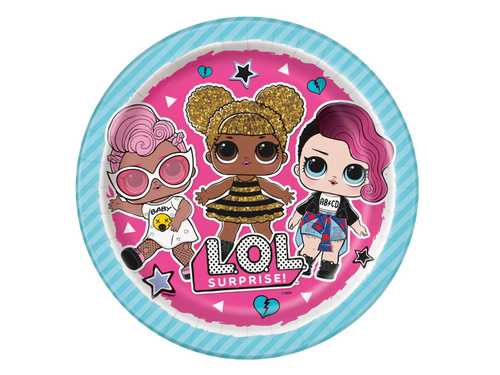 Talerzyki papierowe na urodziny LOL Surprise - 23 cm - 8 szt.