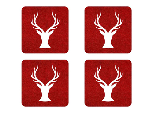 Podstawka kwadratowa pod kubek - Renifer - 10 cm - 4 szt.