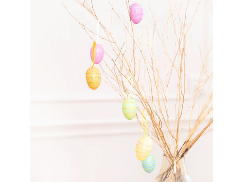 Zawieszki pisanki z brokatem - 6 cm - 6 szt.