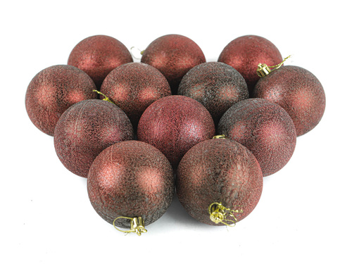 Bombki choinkowe bordowe - 8 cm - 12 szt.