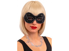 Maska karnawałowa czarna z perłami i stokrotkami