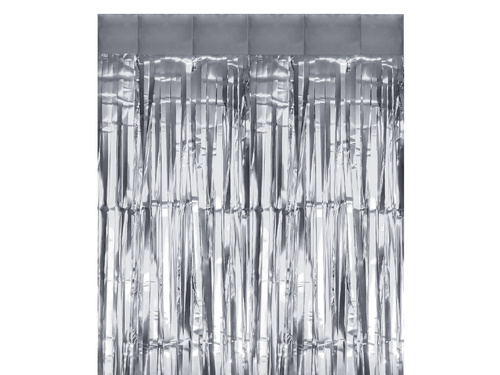 Kurtyna - zasłona na drzwi srebrna metaliczna - 100 x 200 cm