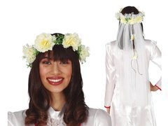 Wianek z kwiatami i welonem - 1 szt.