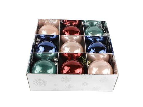 Bombki choinkowe mix kolorów metaliczne - 8 cm - 9 szt.