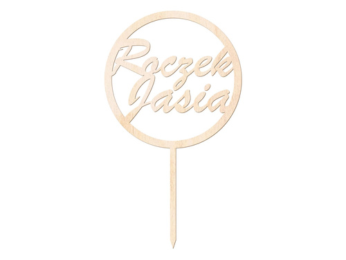 Topper drewniany na tort na roczek - personalizowany - 1 szt.