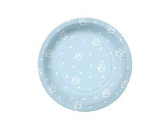 Talerzyki błękitne z koronami - 18 cm - 10 szt.