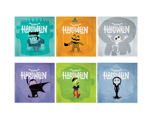 Serwetki halloweenowe Monsters - 33 cm - 12 szt.