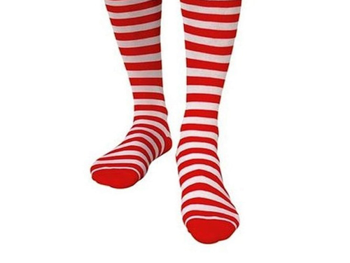 Skarpety długie w czerwone paski - 1 para