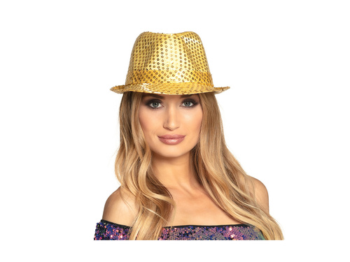 Kapelusz Popstar cekiny złoty