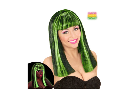 Czarno-zielona neonowa peruka Patsy z pasemkami