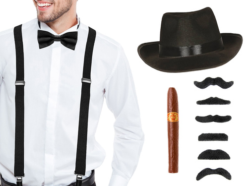 Zestaw gangstera czarny - 1 komplet.