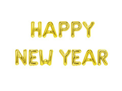 Balon foliowy napis Happy New Year złoty - 40 cm wysokości