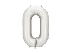 Balon foliowy srebrna cyfra 0 - 86 cm - 1 szt.