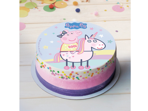 Dekoracyjny opłatek tortowy Świnka Peppa - 20 cm - 1 szt.