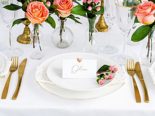 Wizytówki na stół Serce - 10 x 5 cm - 10 szt.