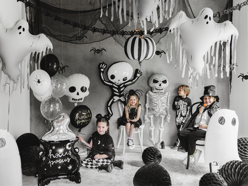 Balon foliowy Szkielet na Halloween - 46x129 cm - 1 szt.