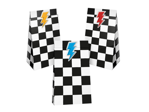 Torebki na słodycze Wyścigówki - 10x18 cm - 6szt.