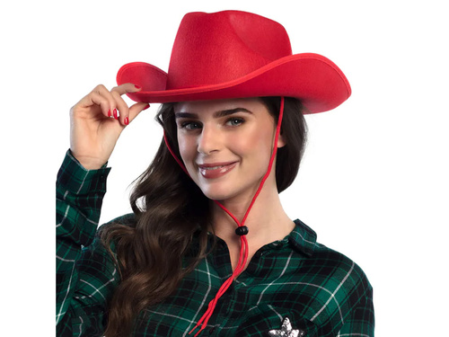 Kapelusz kowbojski czerwony - 1 szt.