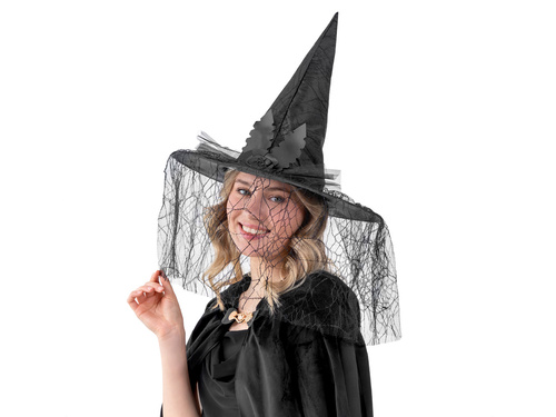 Kapelusz czarownicy z koronką - 1 szt.