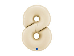 Balon foliowy cyfra 8 satynowy kremowy - 26" - 1 szt.