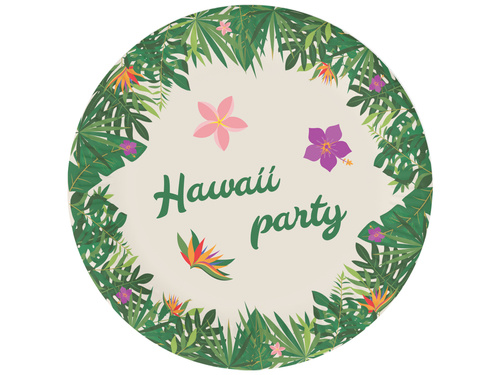 Talerzyki papierowe Hawaii Party - 18 cm - 6 szt.