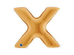 Balon foliowy literka X złoty - 40" - 1 szt.