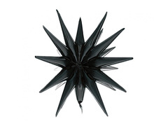 Balon foliowy Gwiazda czarna matowa 3D - 50 x 46 cm - 1 szt.