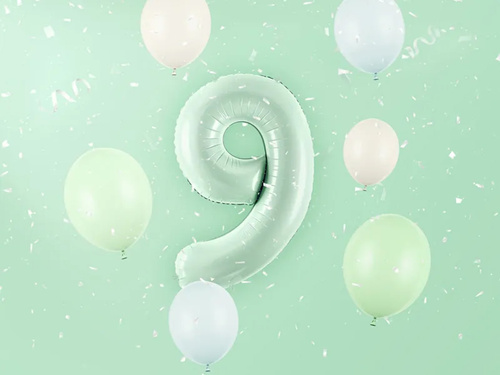 Balon foliowy zielony cyfra 9 - 72 cm - 1 szt.