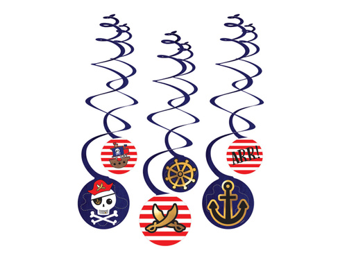 Dekoracja wisząca świderki Mapa Piracka - 6 szt.