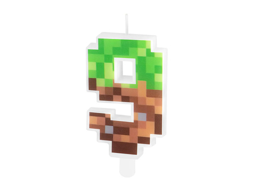 Świeczka cyferka Piksele - 9 - 1 szt.