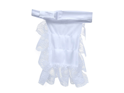 Biały żabot z broszką - 1 szt.