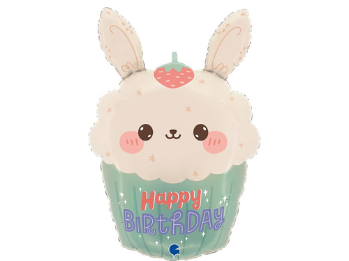 Balon foliowy Bunny Cupcake - 38x59 cm - 1 szt.