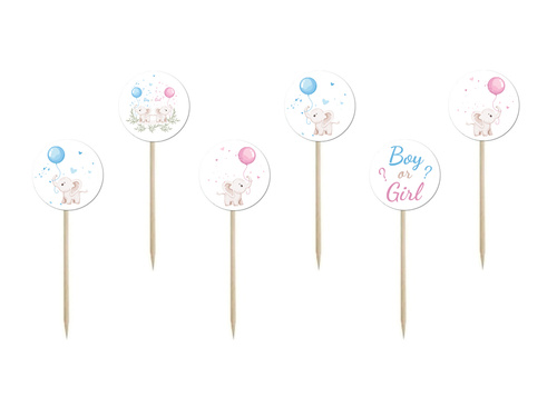 Pikery na Gender Reveal Girl or Boy - 7 cm - 6 szt.