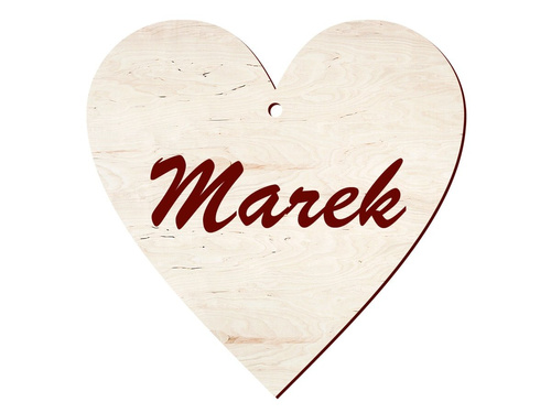 Zawieszka drewniana serce z imieniem na walentynki - 10 cm - 1 szt.